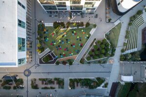 ANU Open Day from Drone shot of picnic area