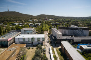Drone Photo of ANU Open Day White Hocker Marquees
