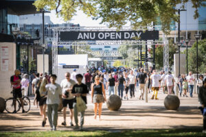 ANU Open Day Crowd with White Hocker Marquees
