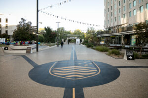 Custom Graphic Ground Stickers at ANU Open Day by The Party Hire Company