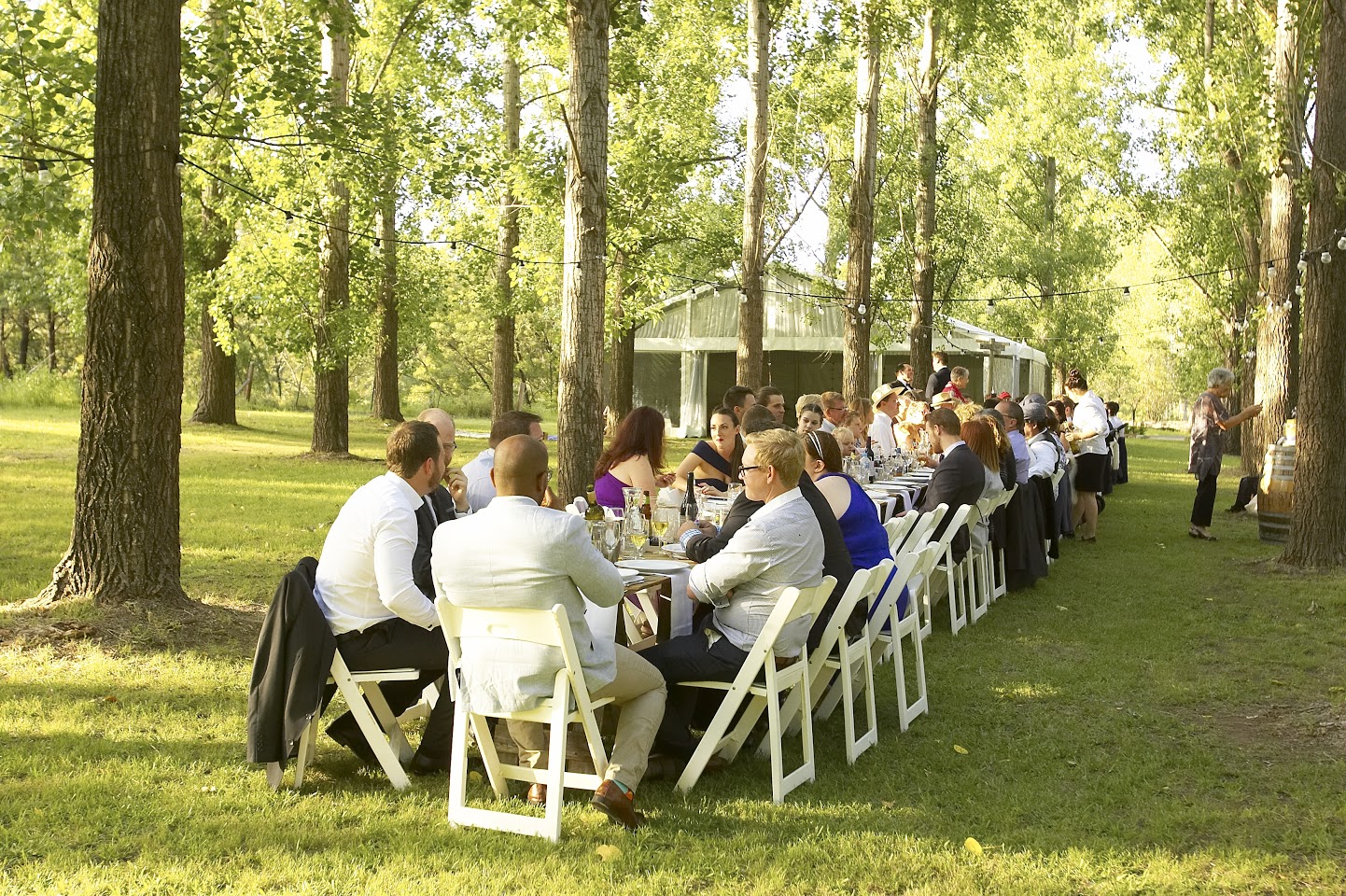 Long rustic wedding tables event hire