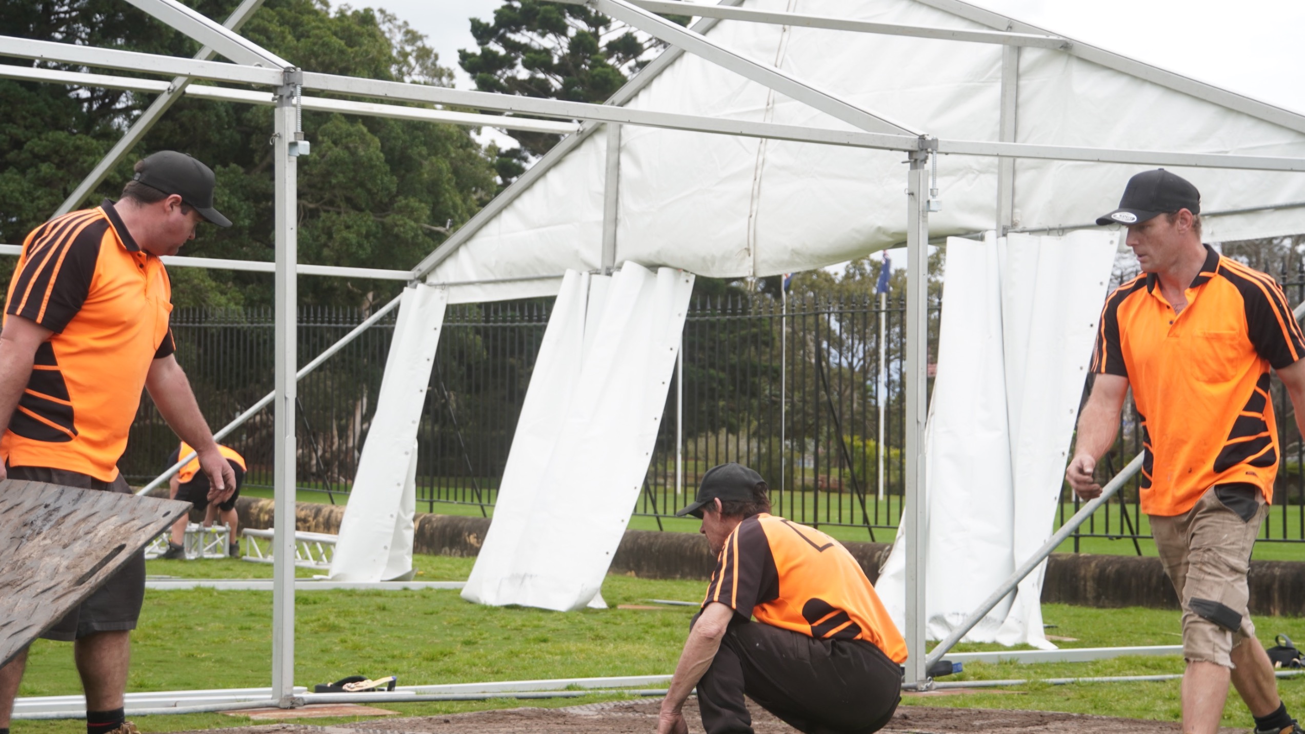 Marquee installation team