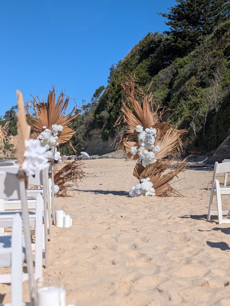 Sara and Tony's beach wedding ceremony in Noraville on the NSW Central Coast